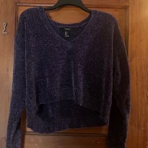 forever 21 cropped purple sweater